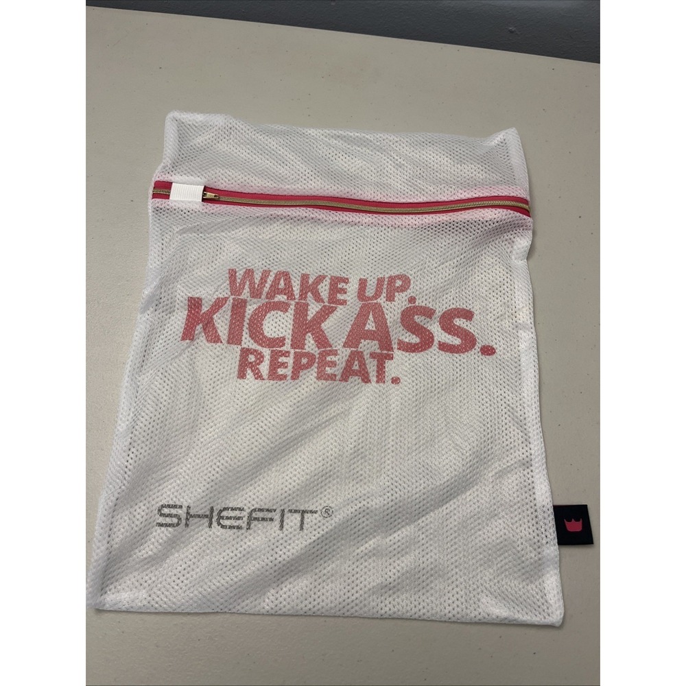 SheFit Ultimate Sports Bra Laundry Bag Mesh New - No Bra Pink & White